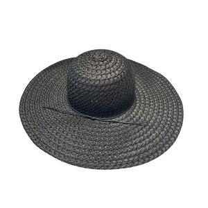 Wide Brim Black Straw Sun Hat Women Beach Floppy Summer Travel Gothic Goth